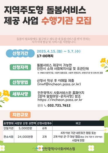 지역주도형 돌봄서비스 제공 사업 수행 기관 모집 