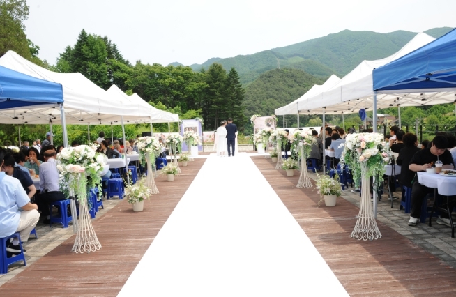 영월태화산마을, 다문화 국제커플 첫 야외 웨딩 성료