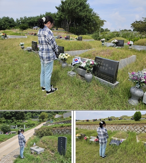 위 故유두환 지사, 아래 좌측부터 故한명수 지사, 故한명환 지사의 묘