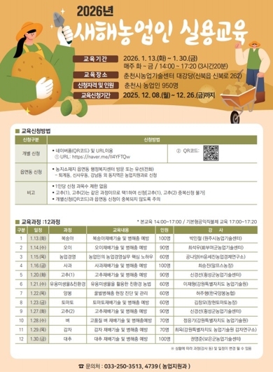 춘천시, 새해농업인실용교육 운영