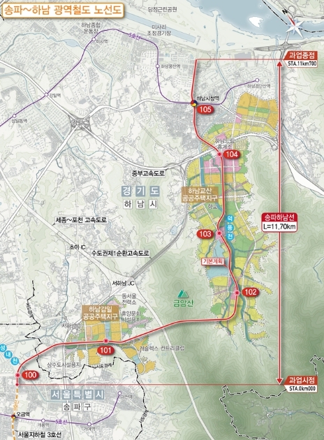 송파하남선 위치도.